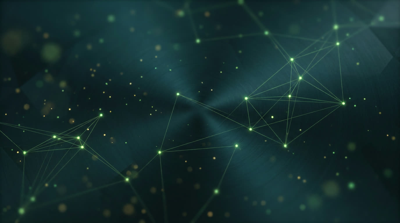 Abstract network of glowing nodes representing managed infrastructure